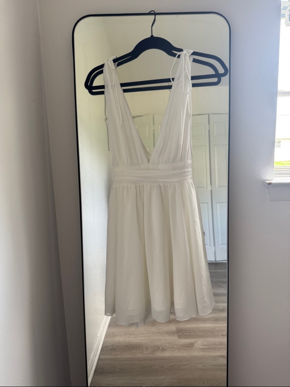 Lucy in the Sky White Deep V Tie-Shoulder Mini Dress